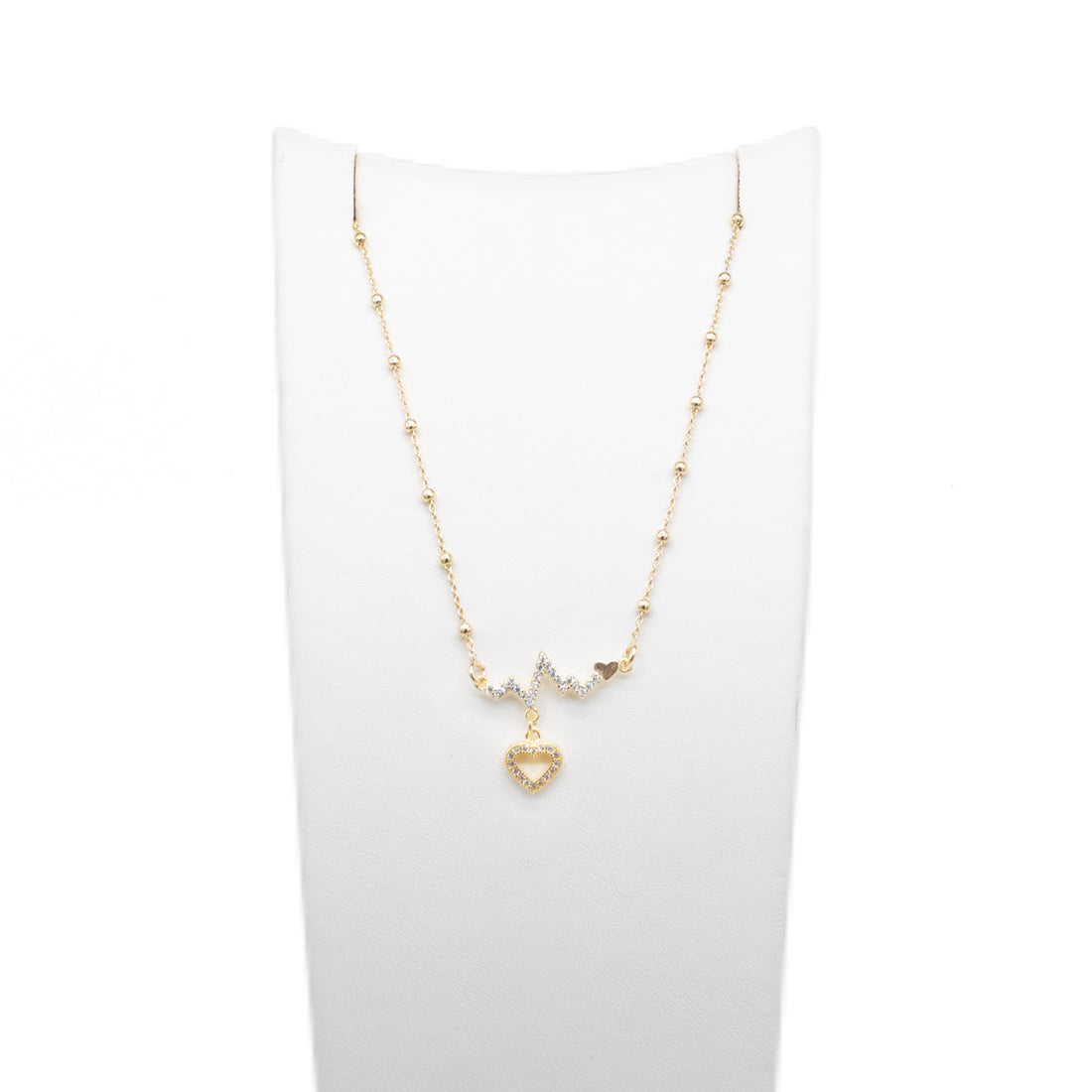 Collana Donna Re Mida Argento 925 Dorato Con Ciondolo Cuore Zirconi Bianchi C004
