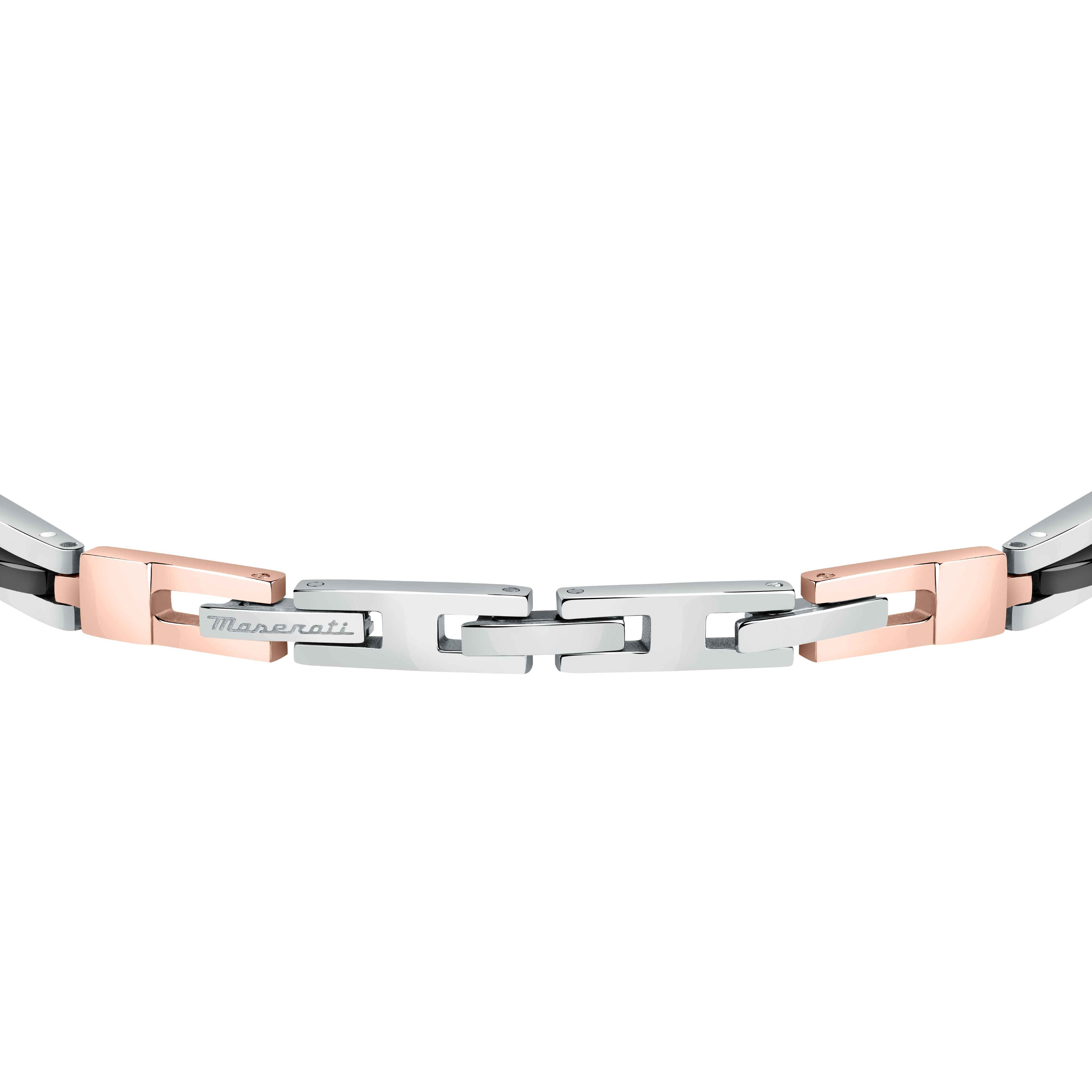 Bracciale Uomo Maserati Acciaio Bicolore Rosè Ceramica Nera Logo Centrale JM223ATZ19
