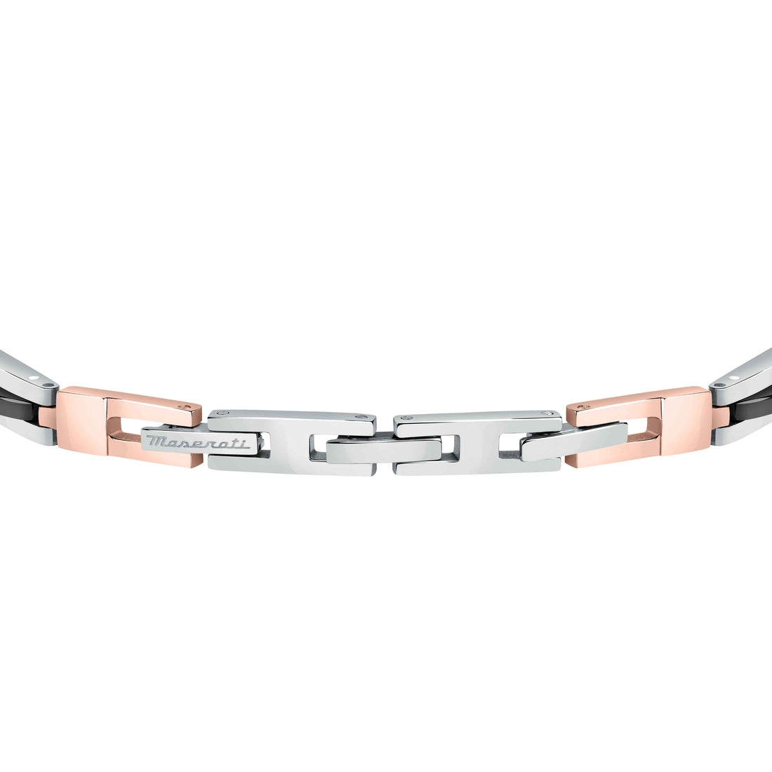Bracciale Uomo Maserati Acciaio Bicolore Rosè Ceramica Nera Logo Centrale JM223ATZ19