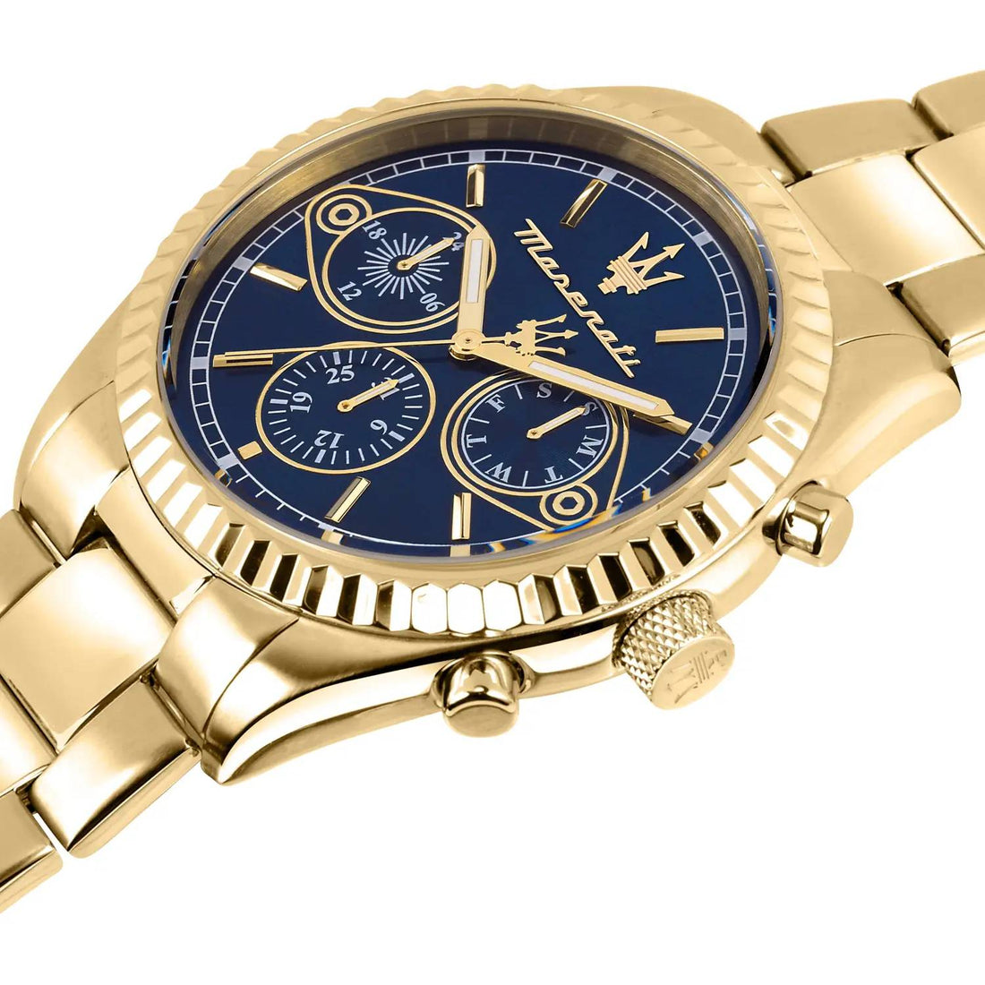 Orologio Uomo Maserati Multifunzione Quarzo Acciaio Dorato Blu Competizione R8853100026