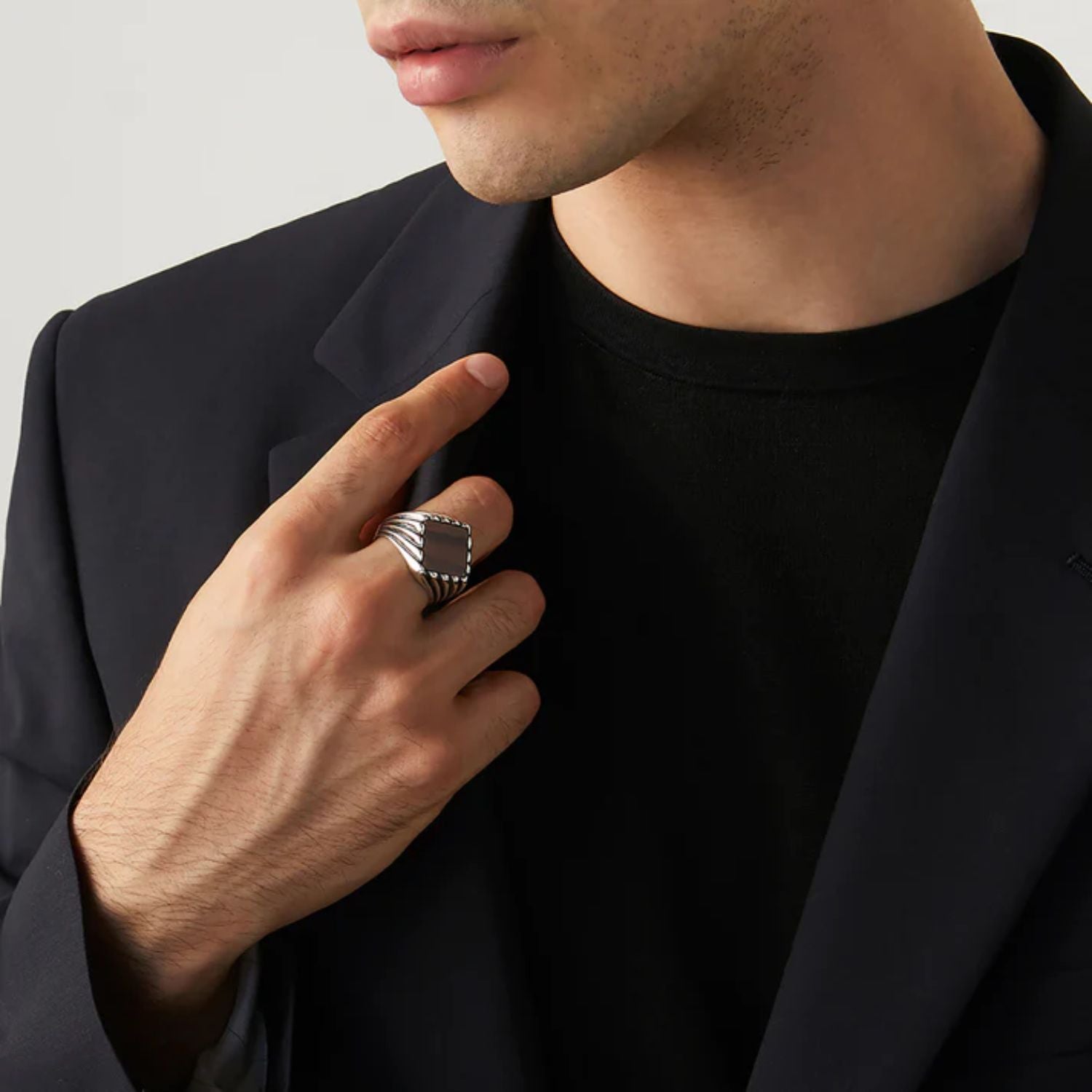 Anello Uomo Giovanni Raspini Argento 925 Jack occhio di toro quadrato  11317/20