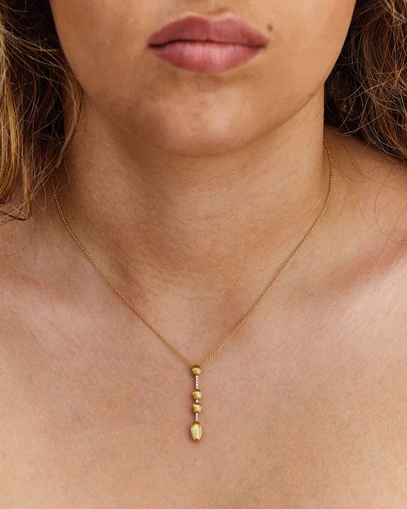 Collana Donna Nanis Oro Giallo 18 KT Pendente Diamanti Boules Satinata CS3-589-GB-IN