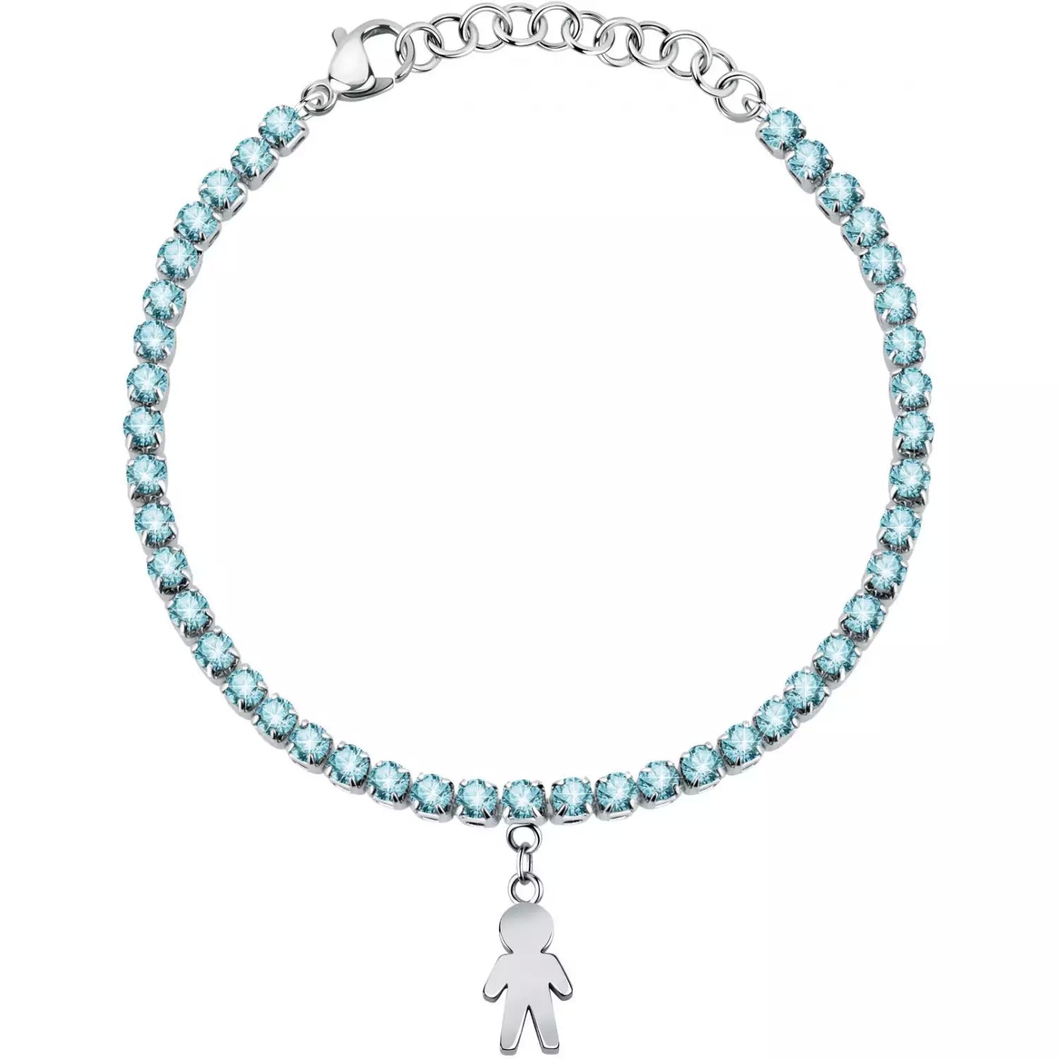 Bracciale Donna La Petite Acciaio Con Zirconi Turchesi E Charm Omino LPS05ASF34