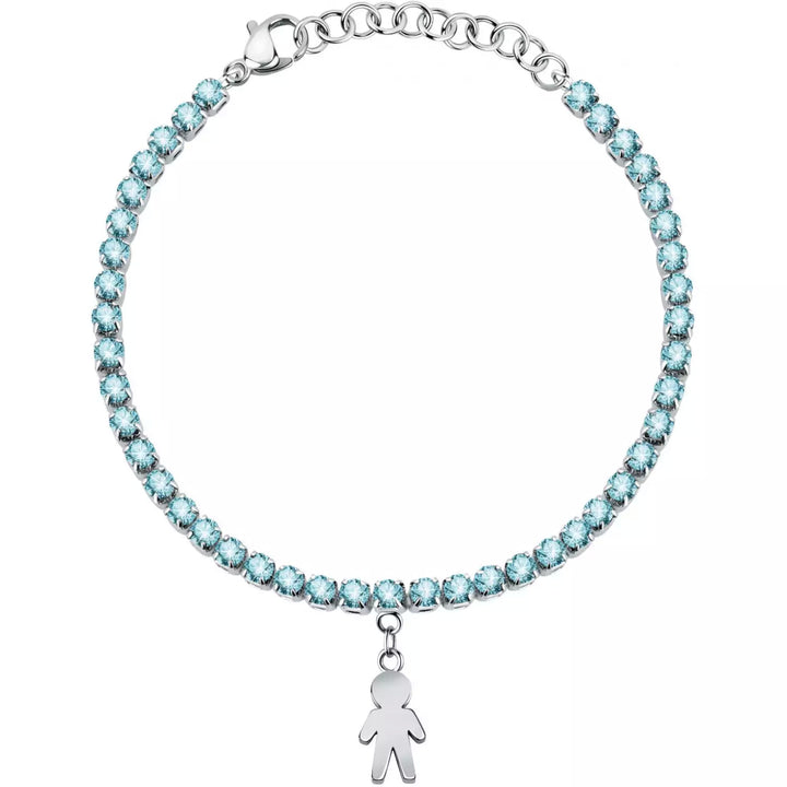Bracciale Donna La Petite Acciaio Con Zirconi Turchesi E Charm Omino LPS05ASF34