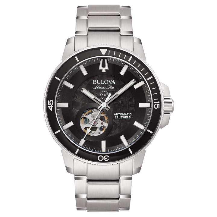 Orologio Uomo Bulova Automatico Marine Star Acciaio Satinato Lucido Nero 96A290