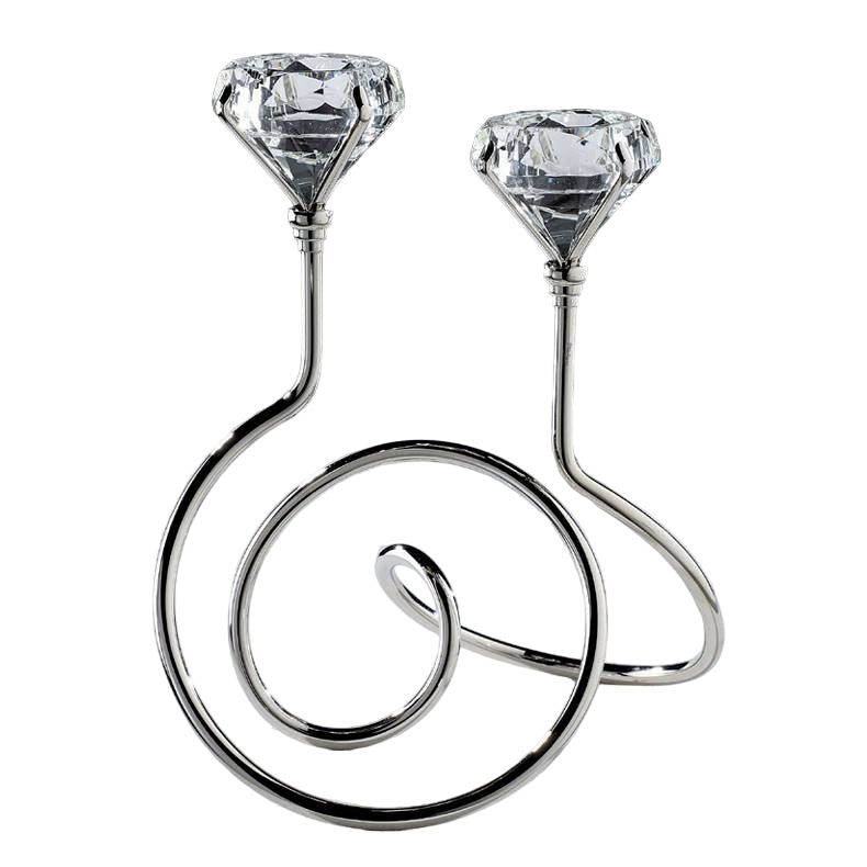 Candeliere Ottaviani Acciaio Lucido 2 Fiamme Effetto Diamante 77006