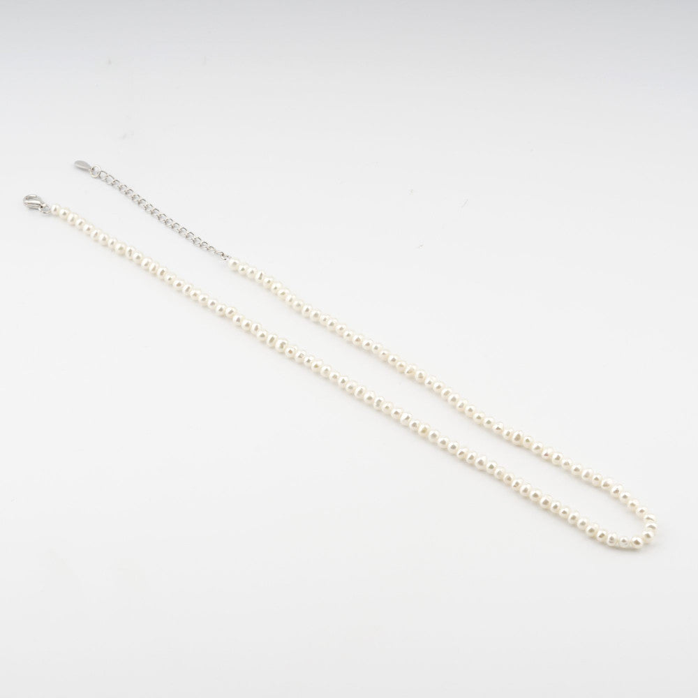 Collana Donna Cameo Italiano Argento Bianco 925 Girocollo Perle Bianche CPRL45-B