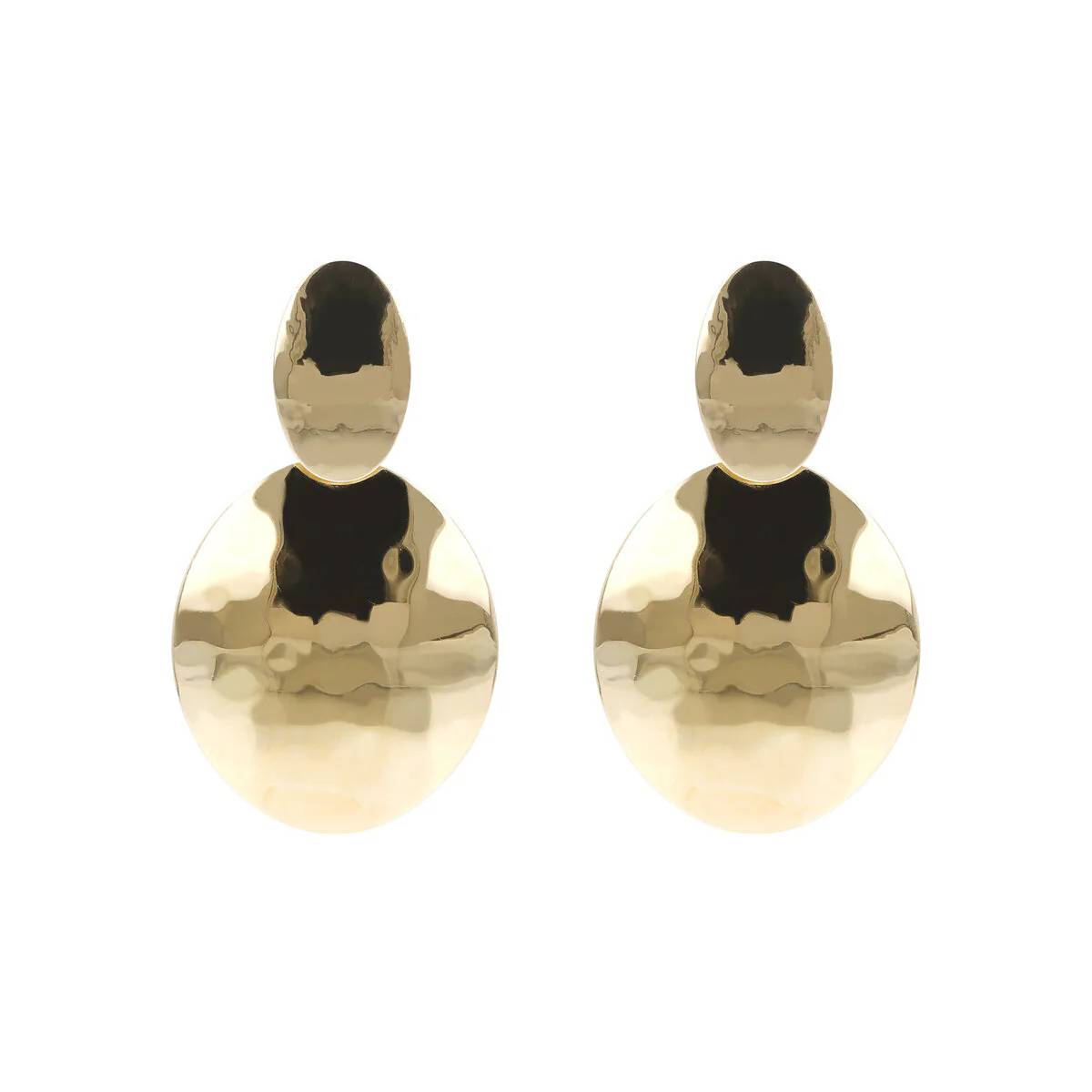 Orecchini Donna Etrusca Gioielli Pendenti Dischi Martellati WSET00323.YG