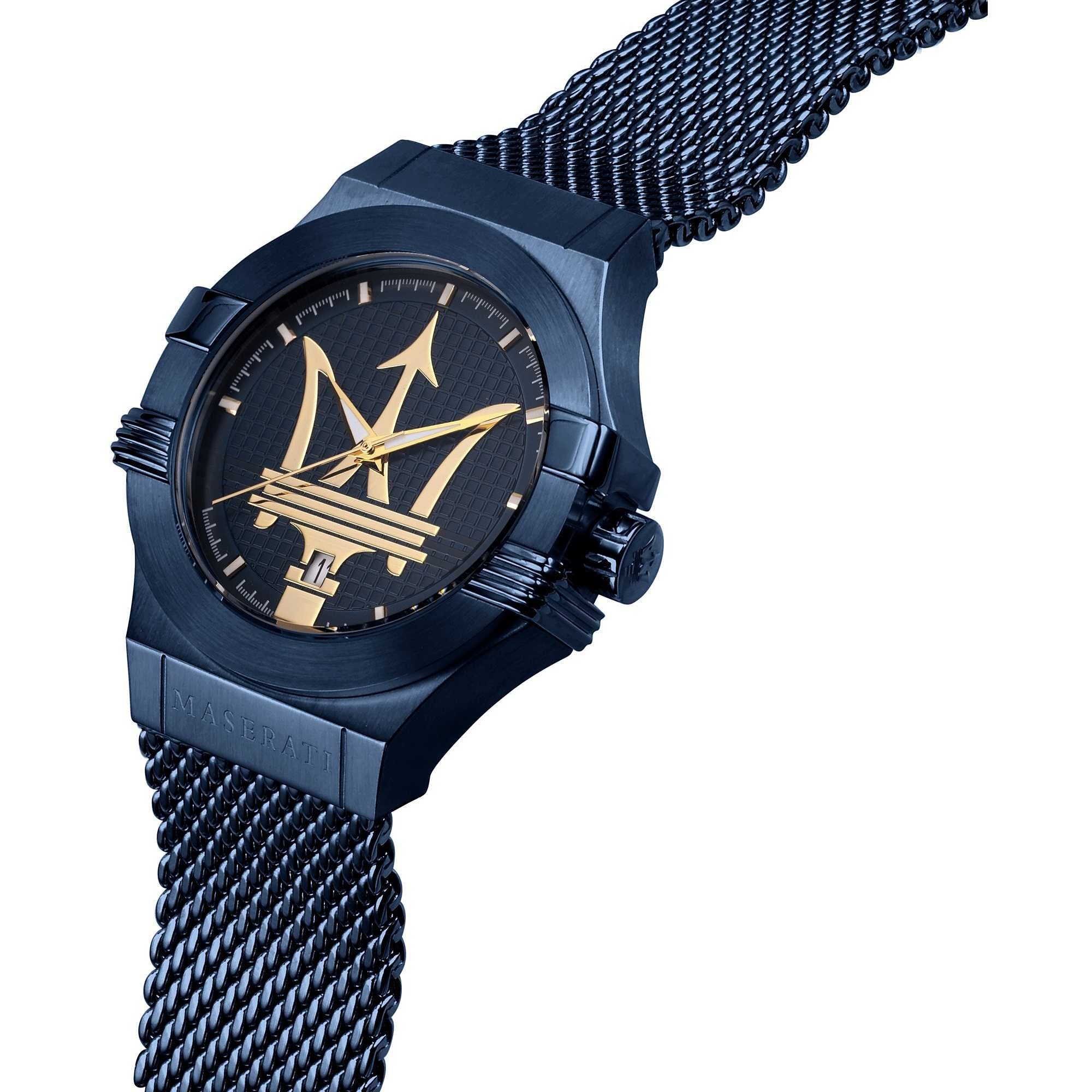 Orologio Uomo Acciaio Maserati Blue Edition Solo Tempo Data Dorato R8853108008
