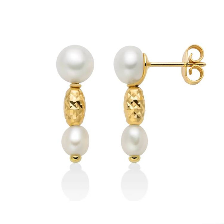 Orecchini Donna Miluna Argento Dorato Pepite Perle Pendenti PER2794G