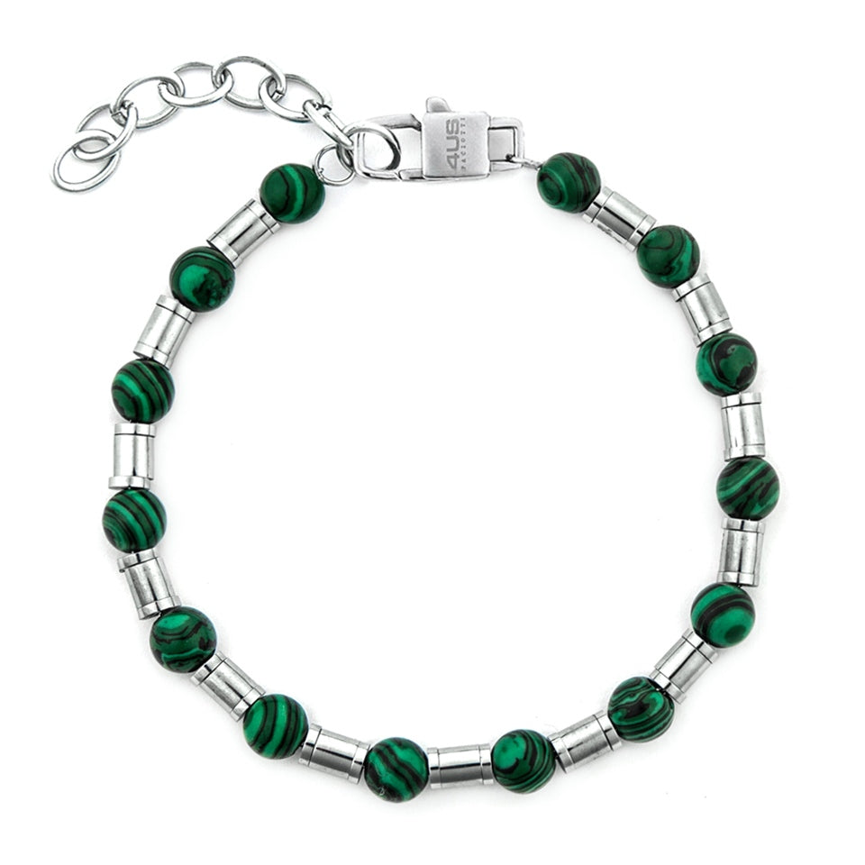Bracciale 4US Cesare Paciotti Barilotti Acciaio Pietra Malachite 4UBR7535