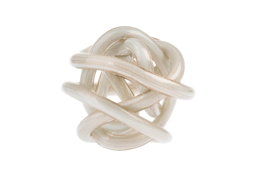 Scultura Vetro Onlylux Nodo Dell'Amore Bianco Glitter  8 cm OL01782