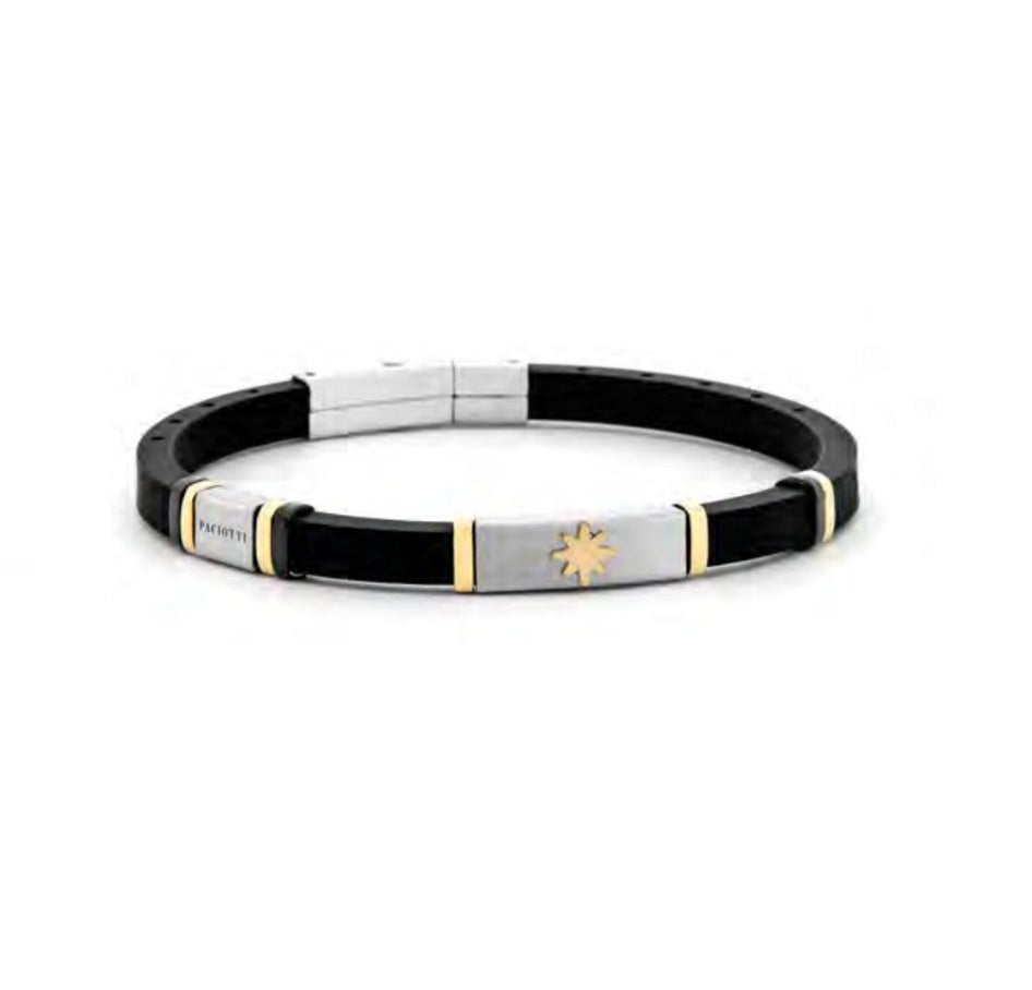 Bracciale Uomo acciaio 4US Cesare Paciotti con Caucciu nero acciaio 4UBR7950