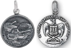Charm Unisex Giovanni Raspini Argento 925 Medaglia Carri Armati Fatto A Mano 06902