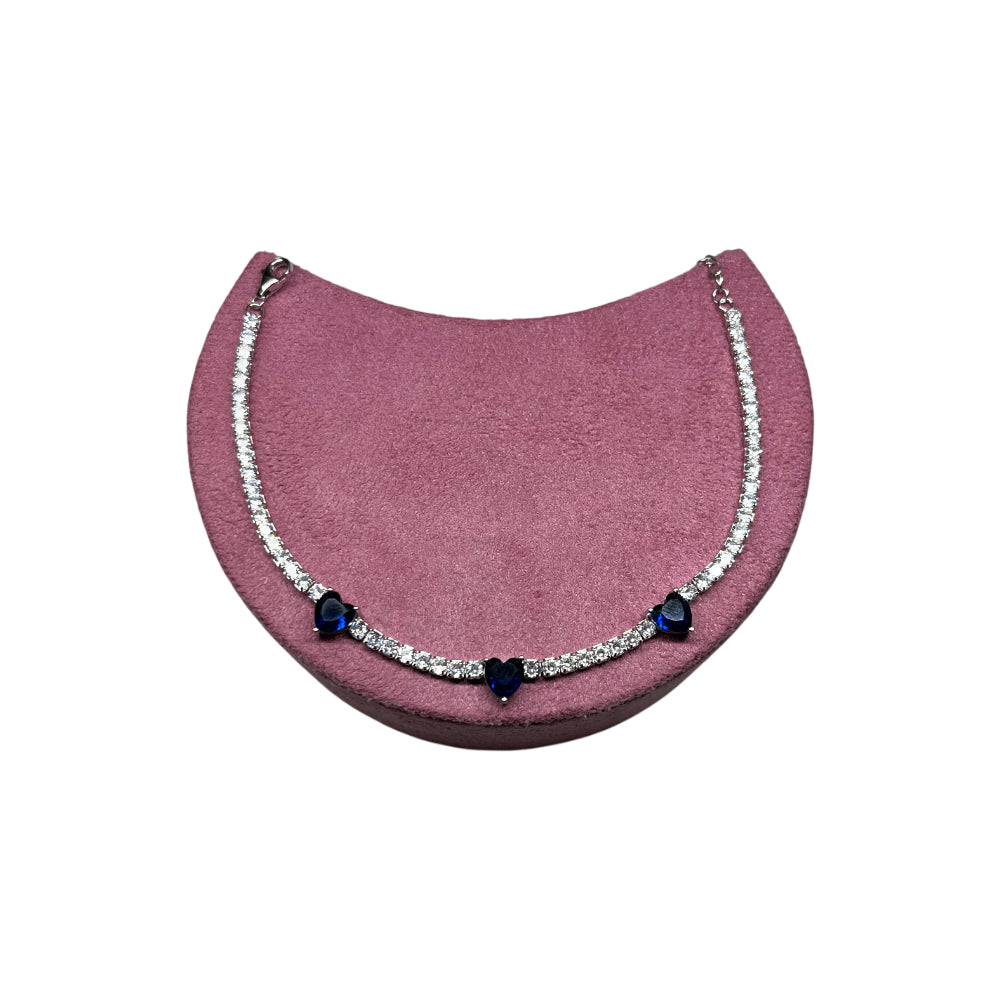 Bracciale Donna Re Mida Tennis Argento 925 Zirconi Cuore Blu Tennis-37