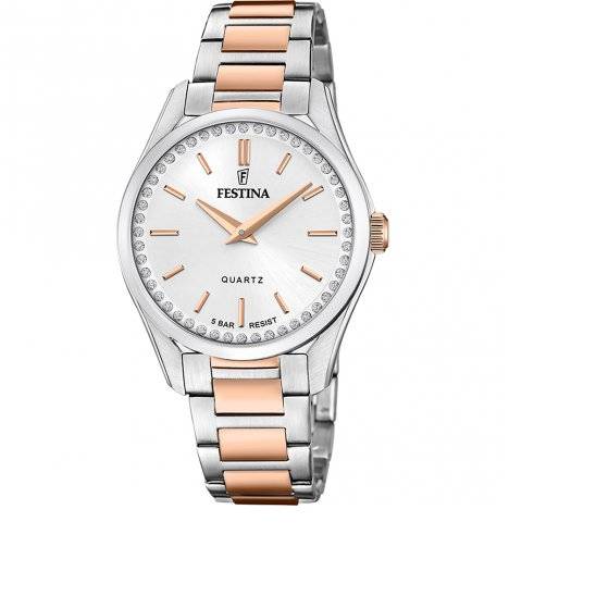 Orologio Donna Festina Acciaio Solo Tempo Zirconi Bianchi F20620/1