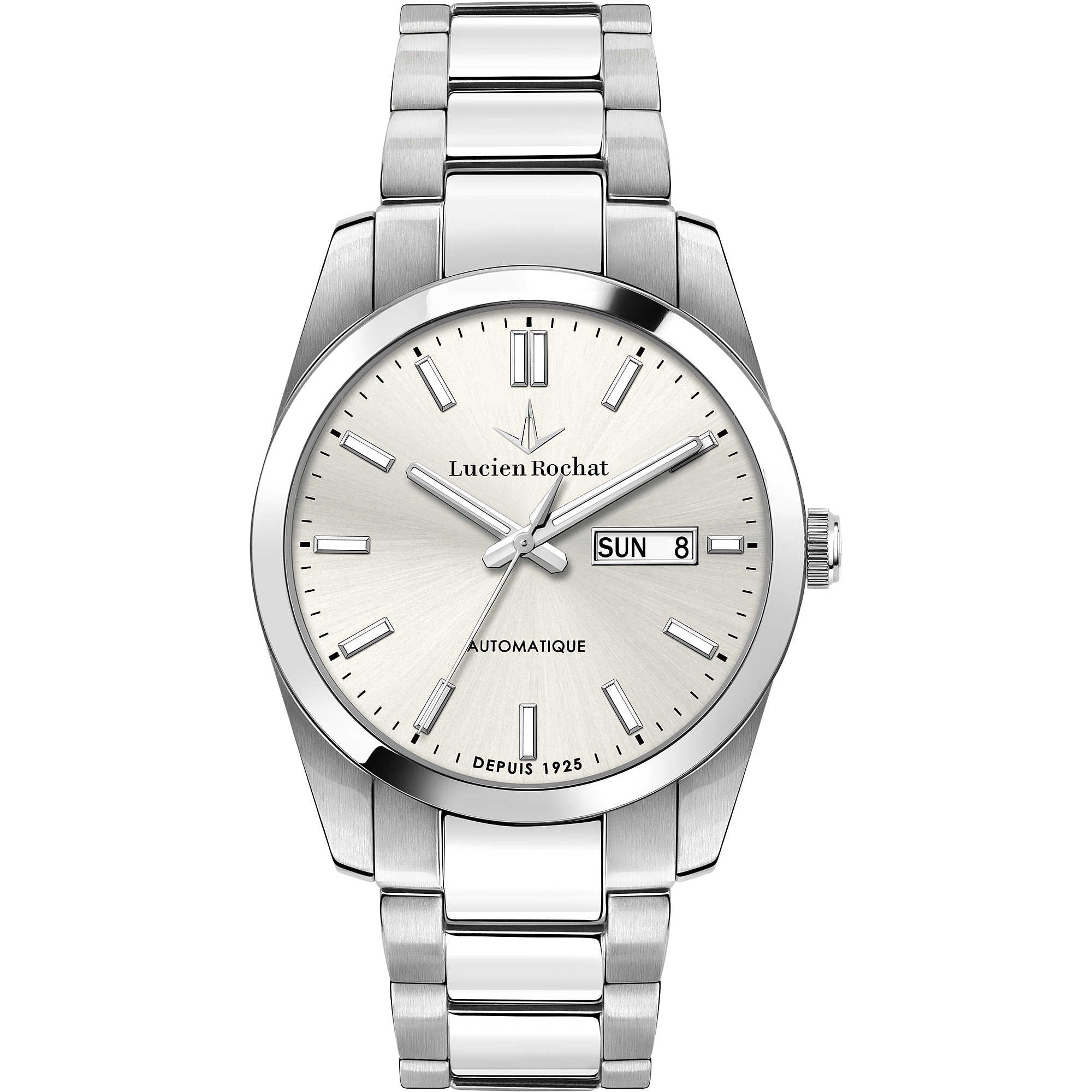 Orologio Uomo Lucien Rochat Acciaio Automatico Doppia Data Bianco R0423114003