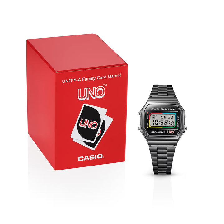 Orologio Unisex Casio X UNO Vintage Acciaio Nero Quarzo Digitale A168WEUC-1AER