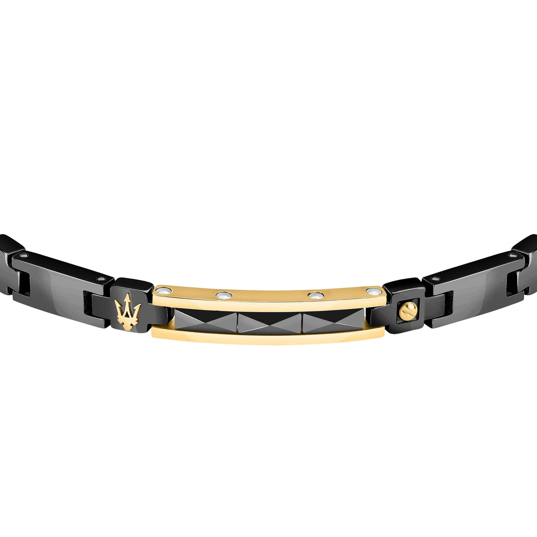 Bracciale Uomo Maserati Acciaio Dorato Ceramica Nera Logo Tridente JM224ATZ36