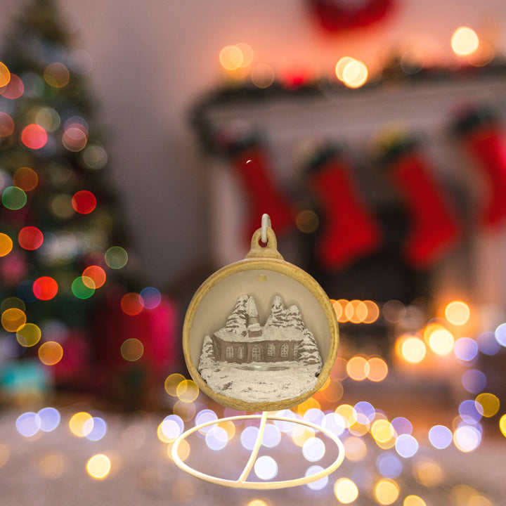 Sfera Di Natale Con Chiesa Ceramex 12 cm Gold 3095.3