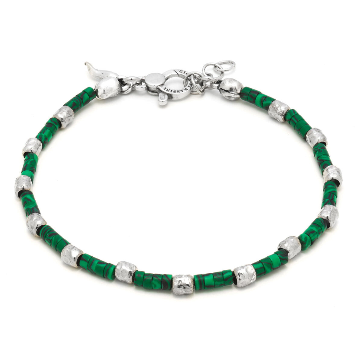 Bracciale Uomo Giovanni Raspini Argento 925 Biglie Malachite Verde 11360L
