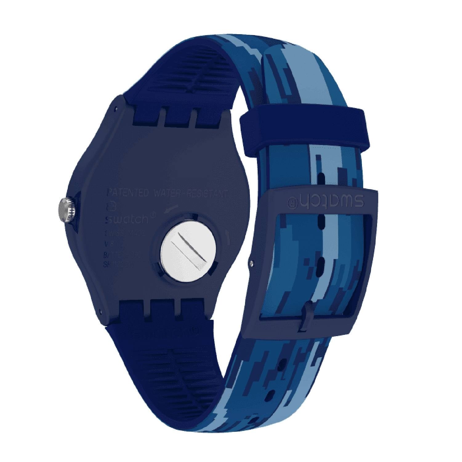 Orologio Uomo Gomma Swatch Quarzo Solo Tempo Doppia Data Fiammablu SUON712