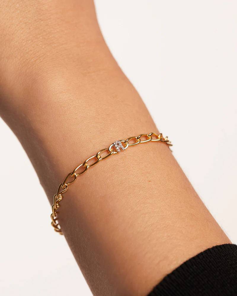 Bracciale Donna PDPaola Argento 925 Catena Iniziale R Zirconi PU01-555-U