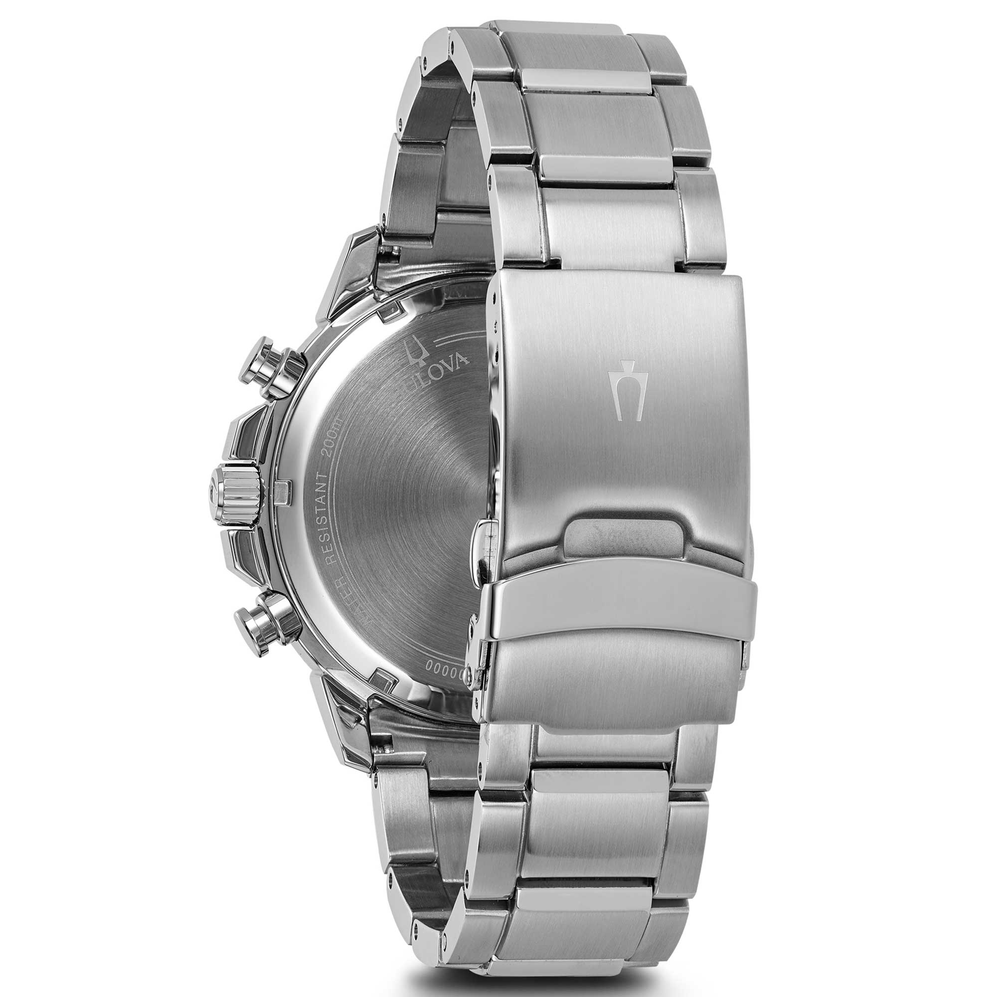 Orologio Uomo Bulova Quarzo Cronografo Marine Star Nero Acciaio Data 96B272