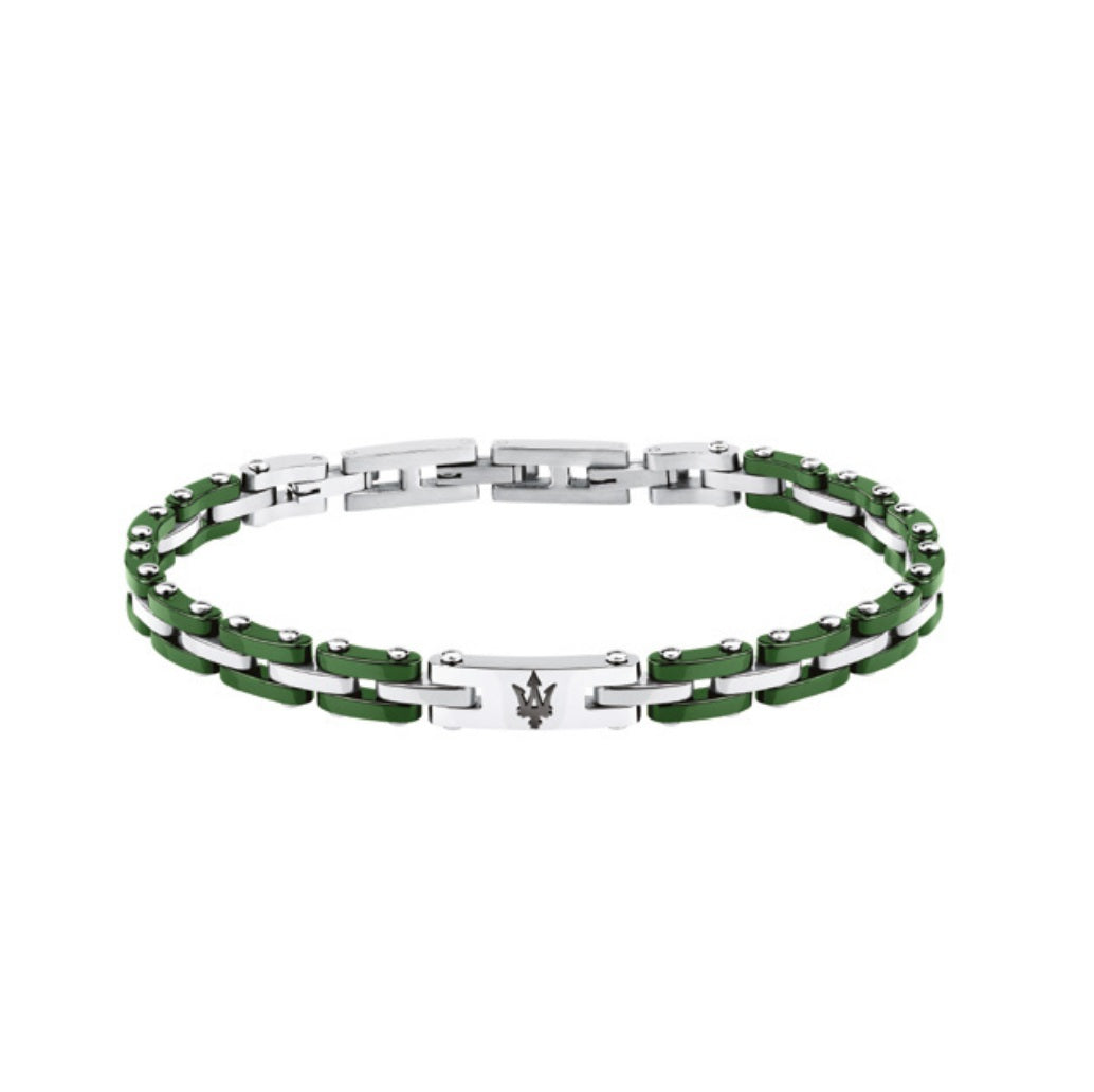 Bracciale Uomo Acciaio e ceramica Verde Maserati Logo Centrale JM425ATZ66