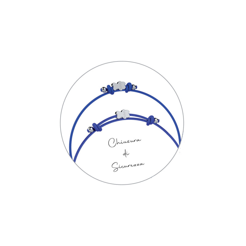 Collana Bambino Ragazzo Nanàn Argento 925 Cavalluccio Laccio Cotone Blu NAN0443