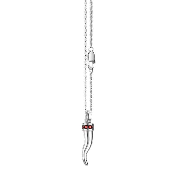 Collana Uomo Zancan Insigna Argento 925 Corno Spinelli Rosso ESC186-RO