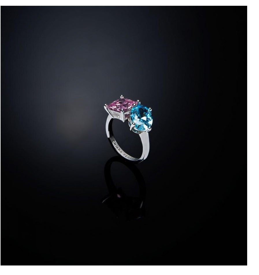 Anello Donna Chiara Ferragni Acciaio Zircone Rosa e acquamarina J19AVS07014