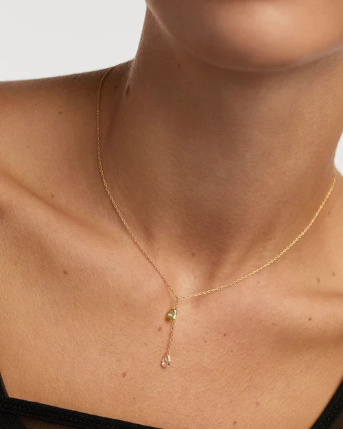 Collana Donna PDPaola Argento Dorato 925 Zircone Verde Rosa CO01-863-U