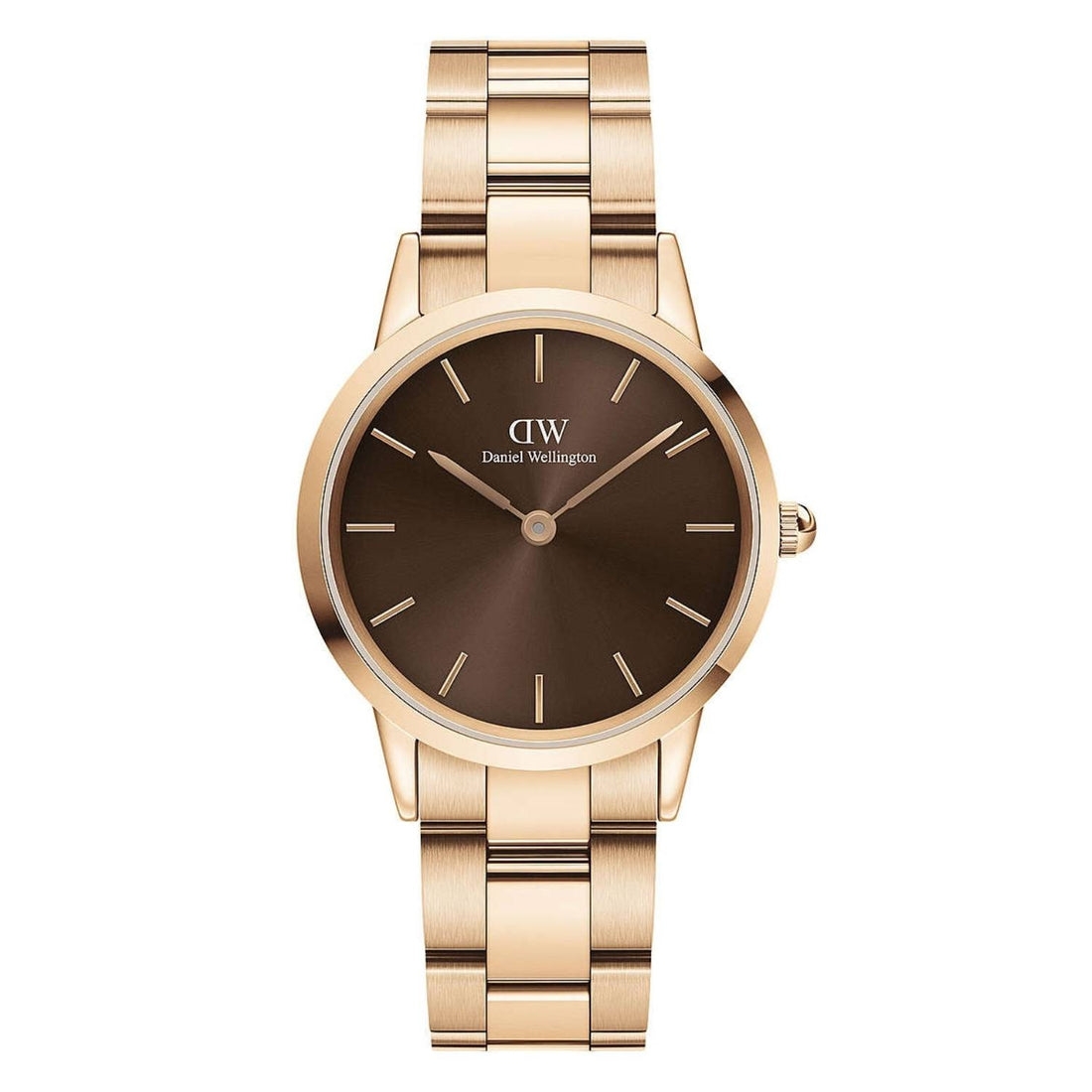 Orologio Donna Daniel Wellington Acciaio Rosè Iconic Marrone Link Cassa 32mm