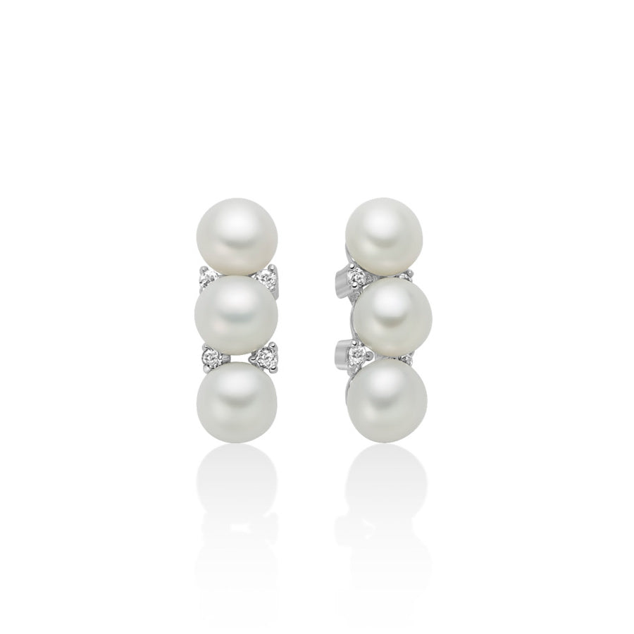Orecchini Donna Miluna Perle Argento 925 Trilogy Pietra Topazio Bianco PER2840