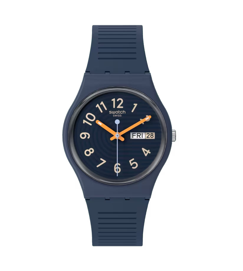 Orologio Unisex Swatch Trendy Lines At Night Quarzo Doppia Data Blu SO28I700