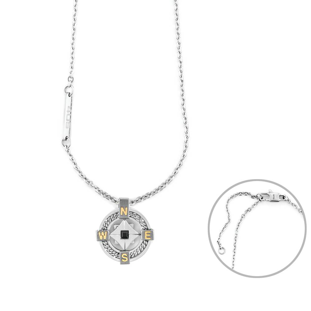 Collana Uomo 4US Cesare Paciotti Acciaio Nero Rosa Dei Venti Oro 18 KT 4UCL6928