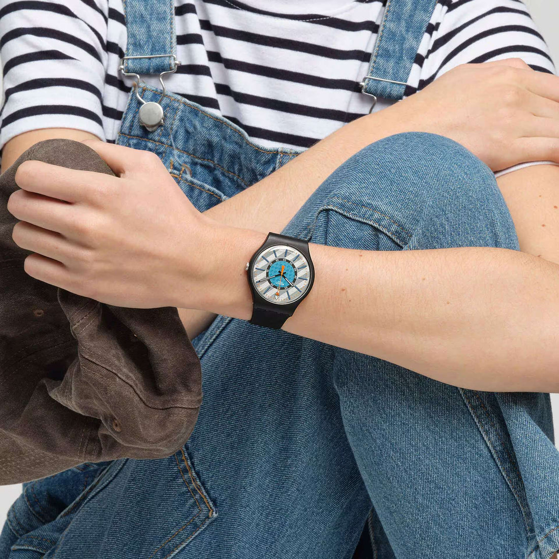 Orologio Unisex Swatch Good To Gorp Quarzo Nero Turchese Arancione SO32B119