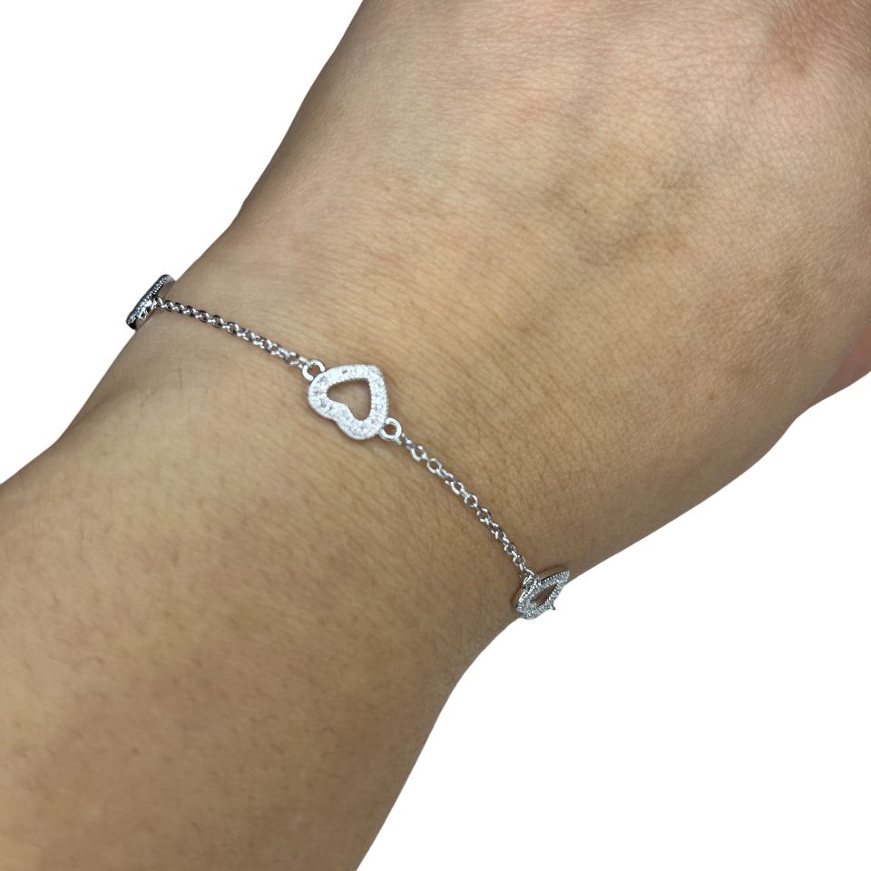 Bracciale Donna Re Mida Argento Cuori Zirconi BR-Djv-4
