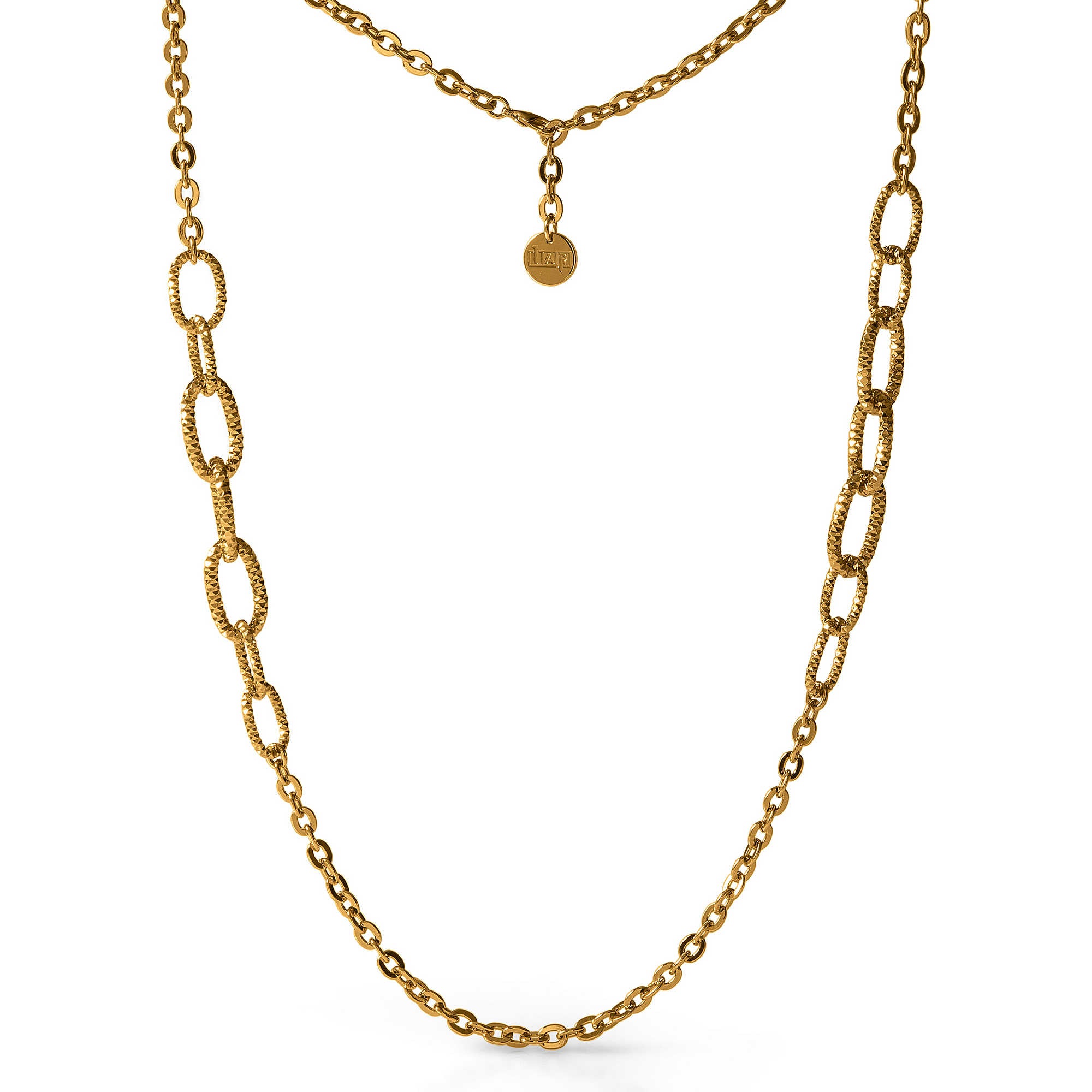 Collana Donna Unoaerre Bronzo Dorato Catena Ovale Sfaccettata Lunga 512752