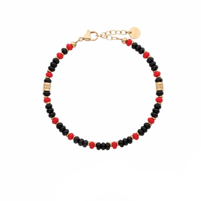 Bracciale Uomo Liu Jo Acciaio Biglie Nere MLJ679