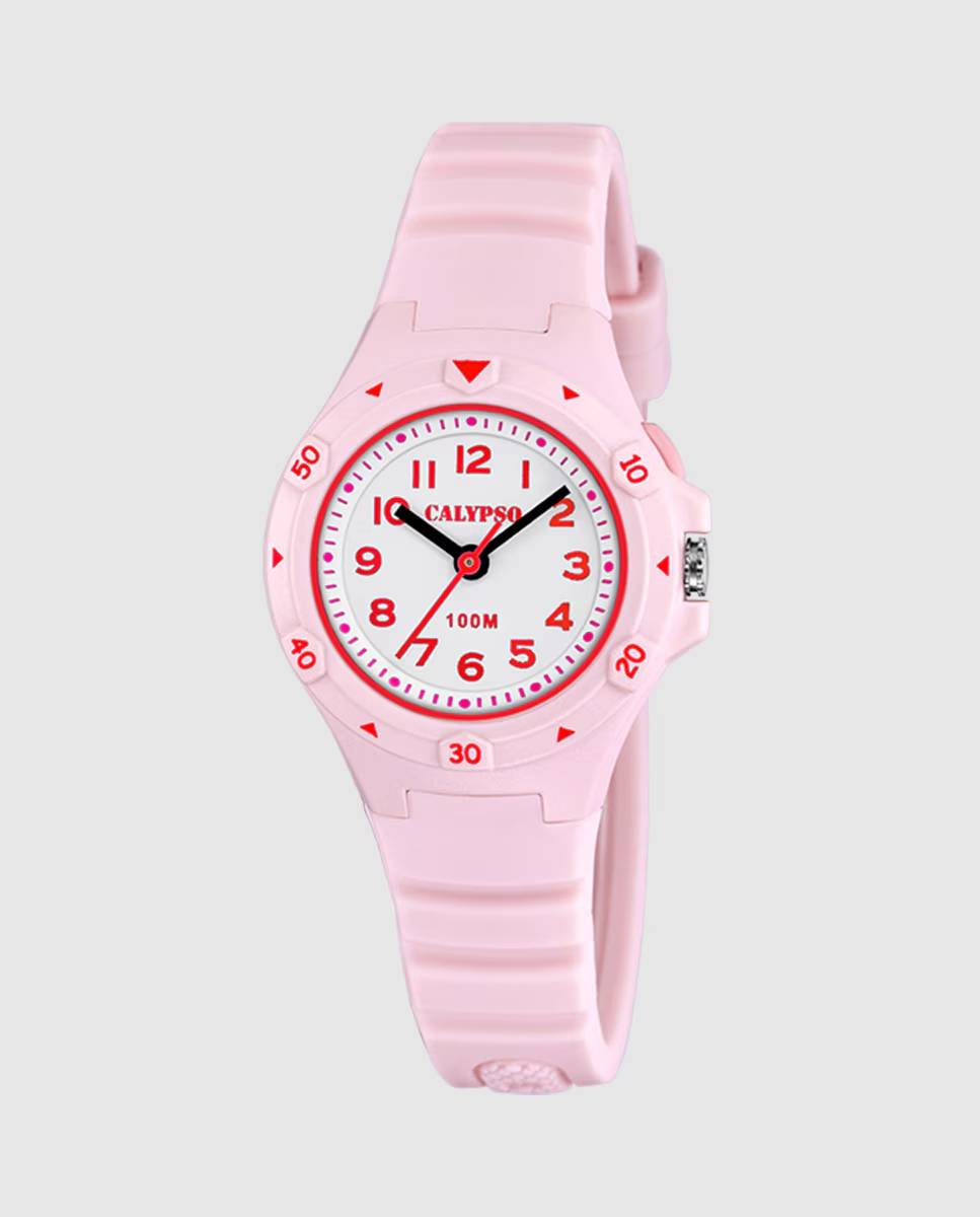 Orologio Bambino Uomo Calypso Gomma Quarzo Solo Tempo Numeri rosa K5846/1