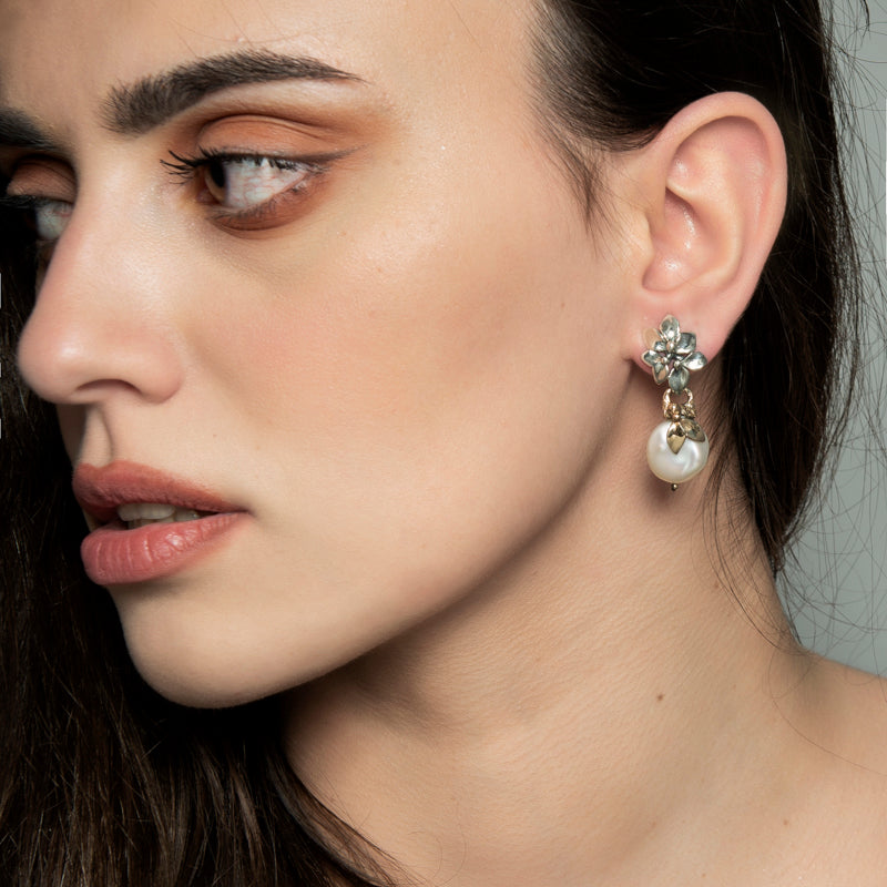 Orecchini Donna Nemoris Argento 925 Bronzo Rosè Bosco Perla BOF05