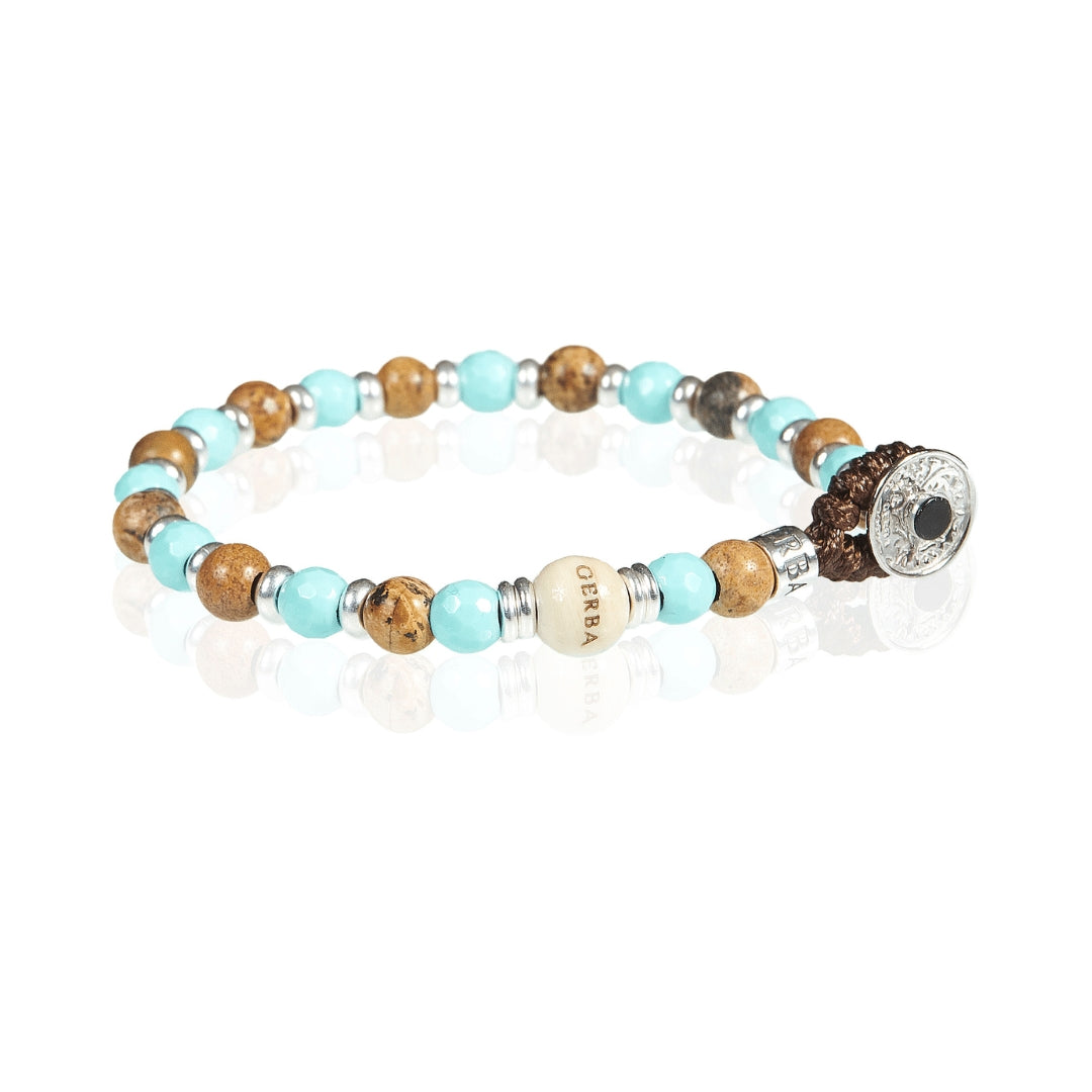 Bracciale Unisex Gerba Argento 925 Pietra Occhio di Tigre Turchese COD.52