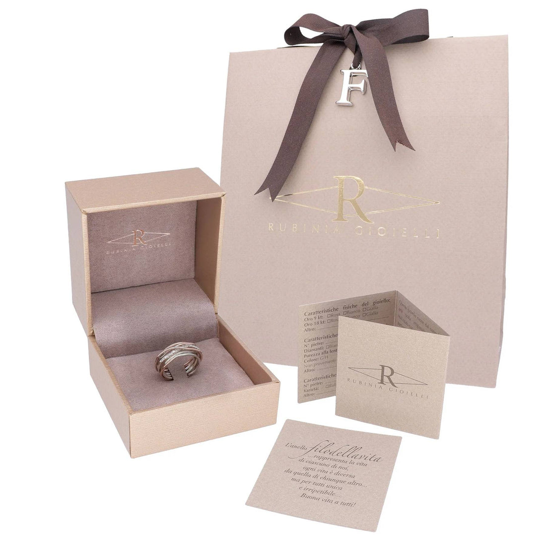 Anello Donna Filodellavita 7 Fili Argento Oro Rosa Diam. Bianchi 0.21 CT mis 17 AN7ARBT