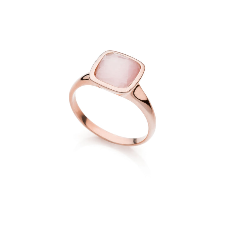 Anello Donna Unoaerre Argento Rosato 925 Solitario Pietra Quadrata Rosa 6182/15