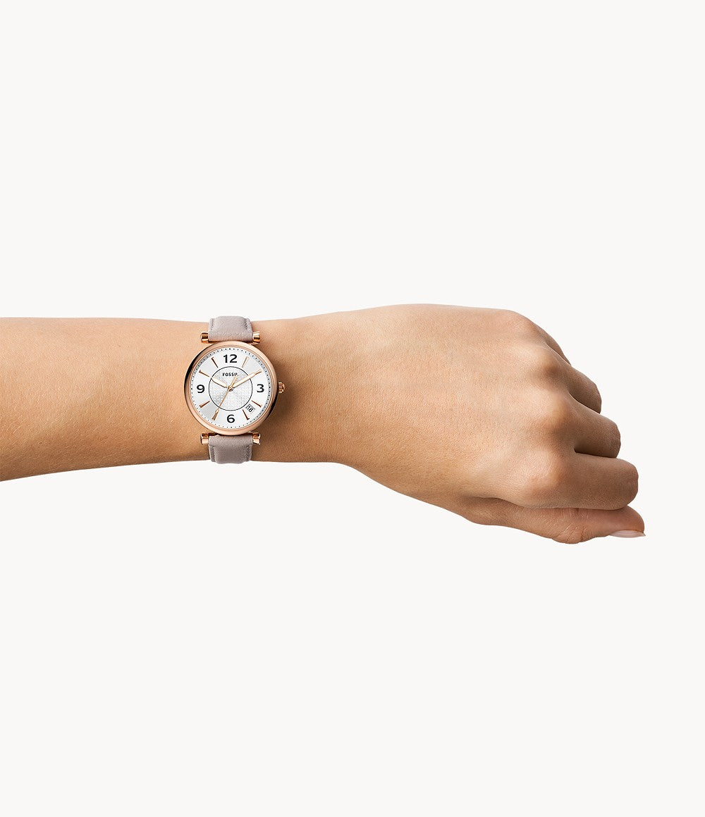 Orologio Donna Fossil Quarzo Solo Tempo Acciaio Rosè Pelle Grigio ES5161