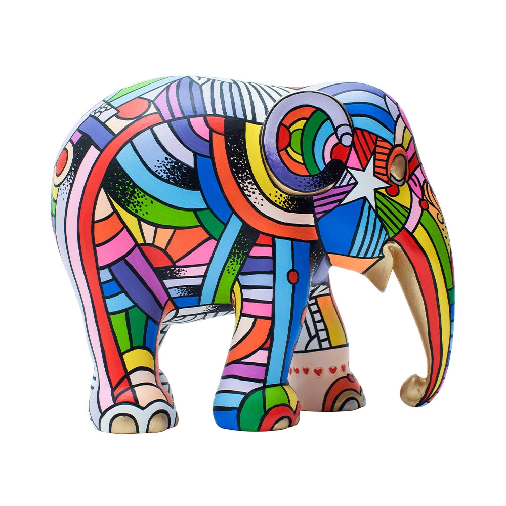 Scultura Elefante Onlylux Peace Love And Music 15cm Resina Dipinto A Mano 8858831241947