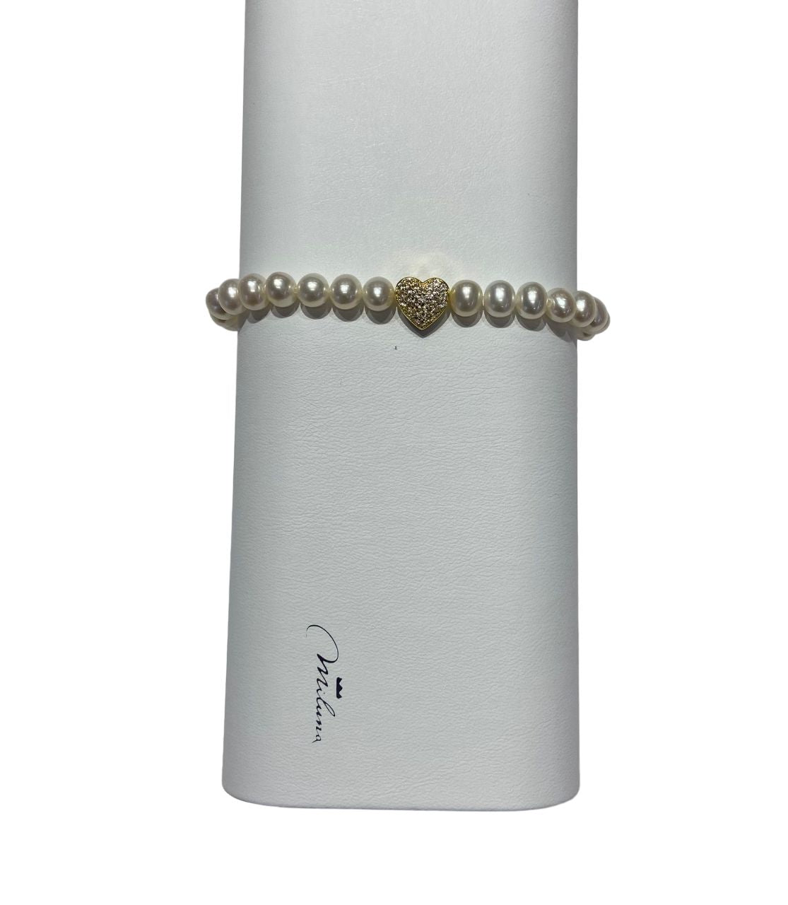Bracciale Donna Miluna Argento 925 Miss Italia Perle Bianche Cuore PBR3506G-TPZ