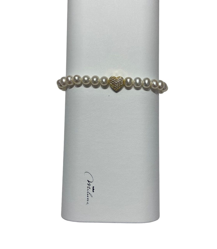 Bracciale Donna Miluna Argento 925 Miss Italia Perle Bianche Cuore PBR3506G-TPZ